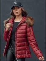 Dámská prošívaná zimní bunda s kapucí ESTELLA vínová FashionStreet TY4530