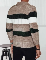 Pánský pruhovaný hnědý svetr FashionStreet WX2242