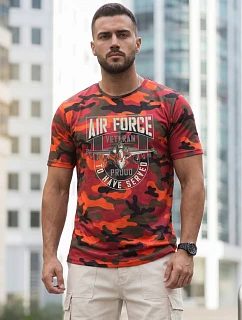 Klasické pánské tričko v kamuflážovém vzoru s potiskem, oranžové, FashionStreet NX2001R