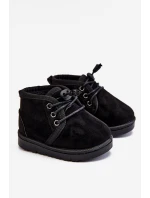 Dívčí šněrovací Sněhové Boty S Kožešinou černé Hunter