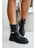 Kožené dámské boty s páskem zateplené GOE OO2N4150 Černé