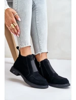 Semišové Nízké Boty Na Plochém Podpatku Zateplené D&A JC42-23 Černé