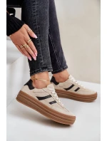 Semišové tenisky na platformě béžové Zazoo N1176