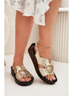 Kožené Dámské Sandály Na Klínu S.Barski KV51-031 Zlaté