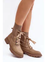 Dámské kozačky se šněrovací ponožkou, hnědá Gentiana