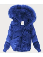 Dámská manšestrová bunda v chrpové barvě s kapucí (7696) Dámská manšestrová bunda v chrpové barvě s kapucí (7696)