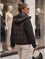 Dámská prošívaná bunda s odnímatelnou kapucí, hnědá, FashionStreet TY5935