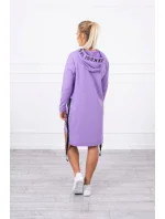 Šaty s kapucí a potiskem fialové Šaty s kapucí a potiskem fialové