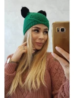 Fleecová čepice 2 bambulky K291 zelená