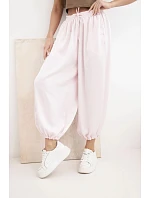 Dámské široké kalhoty s gumou v pase a šňůrkou ve stylu aladinek bonbónově růžová