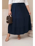 Dámská sukně Plus Size z bavlněného mušelínu s volánem a gumičkou námořnická modrá