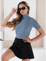 Dámský žebrovaný svetr s krátkým rukávem GIRLGLORY blue FashionStreet MY2555