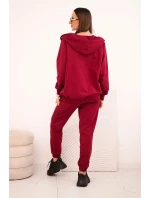 Dámská bavlněná souprava s kapucí a zipem bordová Dámská bavlněná souprava s kapucí a zipem bordová