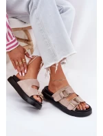 Dámské Sametové Sandały S Dekorativními Přezkami Big Star RR274659 Světle Růžové