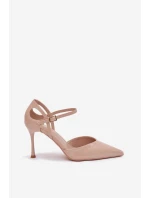 Lakované podpatky s páskem béžové Tarilin