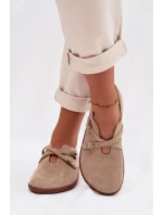 Kožené semišové polobotky Barefoot Dámské s pásky Zazoo N1271 béžové