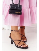Sandály Na Podpatku Se čtvercovou špičkou S.Barski C420-11 Černé Sandály Na Podpatku Se čtvercovou špičkou S.Barski C420-11 Černé