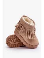 Zateplené dětské sněhule s ozdobnými třásněmi Béžová Nimia