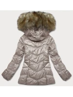 Dámská prošívaná bunda ve velbloudí barvě pro přechodné období (H-205-1)