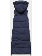 Tmavě modro-khaki dlouhá dámská oboustranná vesta (B8137-3)