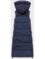 Tmavě modro-khaki dlouhá dámská oboustranná vesta (B8137-3)