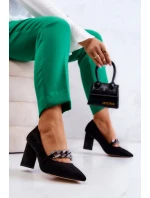 Semišové lodičky S řetízkem černý Alamoss