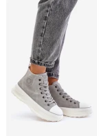 Zateplené dámské tenisky na platformě Big Star OO274073 šedé