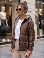 Dámská prošívaná přechodová bunda s kapucí, hnědá, FashionStreet TY5782