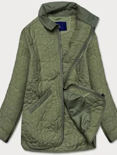 Tenká zelená dámská bunda s ozdobným prošíváním (JIN226)