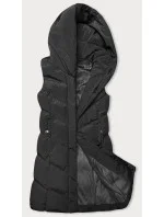 Černá dámská vesta se stojáčkem a kapucí (23-011) Černá dámská vesta se stojáčkem a kapucí (23-011)