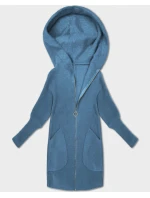 Šedo-světle modrá bunda - přehoz přes oblečení typu alpaka s kapucí (19905.1) Šedo-světle modrá bunda - přehoz přes oblečení typu alpaka s kapucí (19905.1)