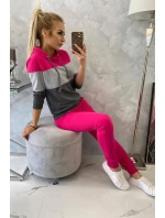 Fuchsiová+šedá barevná pruhovaná souprava