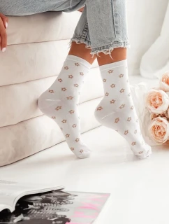 Skarpetki Damskie W Drobne Kwiatuszki Białe
