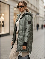 Dámská prošívaná přechodová bunda s kapucí, zelená, FashionStreet TY5789 Dámská prošívaná přechodová bunda s kapucí, zelená, FashionStreet TY5789