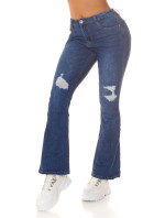 Sexy džíny s vysokým pasem a širokými nohavicemi v barvě Used Look