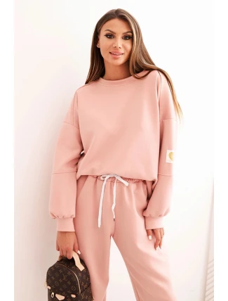 Dámská souprava máslová s volnou mikinou a kalhotami s nápisem LOVE tmavě pudrově růžová Dámská souprava máslová s volnou mikinou a kalhotami s nápisem LOVE tmavě pudrově růžová