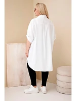 Dámská košile Plus Size z viskózy s květinovou výšivkou bílá