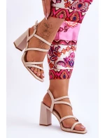 kožené sandály na podpatku Béžove Florentina