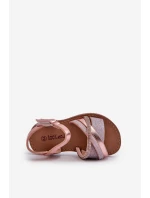 Lesklé Dětské Sandálky Na Suchý Zip Růžové Delphina