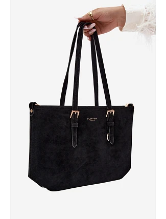 Shopper taška z imitace semiše Černá Araminta