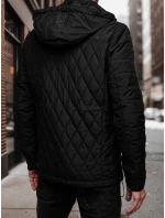 Pánská prošívaná bunda s kapucí černá FashionStreet TX4989