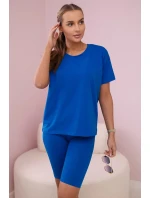 Set top+legíny chrpově modrá