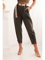 Kalhoty Summer Punto se zapínáním na nohavicích tmavé khaki