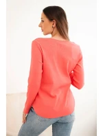 Dámská bavlněná blůza s dlouhým rukávem a knoflíky u dekoltu malinová
