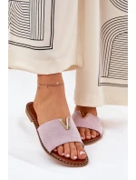 Dámské Sandály Na Plochém Podpatku S Ozdobnými Detaily Fialové Saliena