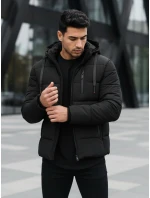 Pánská prošívaná zimní bunda s kapucí černá FashionStreet TX5117