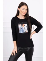 Halenka s potiskem koláží černá Halenka s potiskem koláží černá