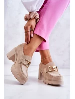 Elegantní boty se zlatým zdobením Světle béžová Harmell