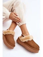 Kožené Semišové Pantofle Dámské Na Platformě S Kožíškem Camel Sophienne