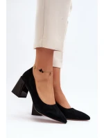 Sametové lodičky na podpatku černé Alessyndra